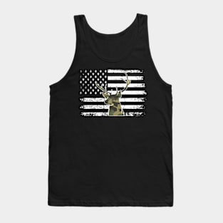 Camo Camouflage Deer American Flag Tank Top